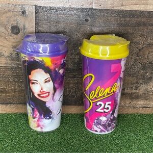 2 Selena Quintanilla Limited Edition Stripes Plastic Travel Cup Tumbler New‎